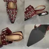 Grote maat luxe schoenen Red Women Flats schoenen mode metalen gesp