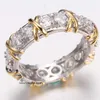 Groupe de femmes Tiifeany Ring Jewelry Fashionable New Zircon Ring incrusté avec une séparation de couleurs Engagement Grand Luxury X