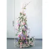 Dekorativa blommor rosa lila bröllopsdekoration båge blomma rad kommersiell skönhet chen dörrssimulering