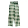 Frauenhose 2024 Herbst und Winter verdickte Vintage Wide Leg Plaid Casual Women Straight Tube Locker