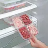 Garrafas de armazenamento Caixa de comida portátil de 4 compartimentos: Organizador para geladeira Freezer Clear Kitchen Tool separando o gengibre da cebola