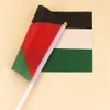 Liten Palestina flagga 14x21cm bärbar hand vinkar palestinsk banner polyester fade-resistensplastflaggstång för evenemang 240426