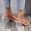 Women PVC Jelly Crystal Chunky Heel Transparent Sandals Fashion Sexy Summer High Heels Sandalias Female Pumps Zapatillas Mujer 240412