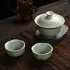 Чайные наборы Ru Kiln Teaset of The Got of Tue Cup Plum Tea Set Ceramic Office Travel Simple Chapot в продаже