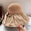 Beretten brede rand hoed stijlvolle zonbescherming voor vrouwen anti-uv sunhat met fixed riemkleedbare reizen