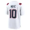 Drake Maye 10 Jersey 2024 Nouveau maillot de trait d'équipe marine rouge blanc couleur cousée de taille masculine S-xxxl