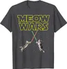 Herr t-shirts meow wars cat shirt roliga gåvor för kattälskare t-shirts t-shirt bomullsmän t skjortor normala toppar ts märke tryckt t240425