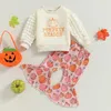 Одежда наборы малышкой девушки Хэллоуин одежда с длинным рукавом для печати для печати