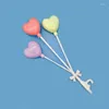 Fournitures de fête Mini Plastic Heart Balloon Cake Topper Cupcake Flags Birthday