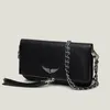 Zadig Voltaire Designer Bag Back Black Whits Wings Crossbody Designers Women Counter Counter Bags Silver Chain Poundes Designers Woman Handbag Womens Cross Body Bag Luxury Bag