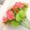 Fiori decorativi rosa rosa piccolo bouquet di seta artificiale 21heads rose fiore finto per vaso da tavolo organizzare decorazioni per matrimoni domestiche