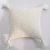 Pillow YIRUIO Cozy Breathable Chenille Cover 45 45cm V Stripe Cute Tassel Sofa Bed Decorative Knitted Throw Case