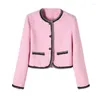 Vestes pour femmes veste en tweed rose pour le printemps / automne vestiment
