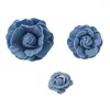 Broches Blue Fabric Camellia Flor For Women Pano Arte de Lapel de Laps de Laps