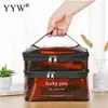 Cosmetische tassen mode PVC transparante opslag handtas dubbele laag waterdichte rits zipper vrouwen vierkante reis inzet toiletmake -uptas