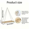 1PC Wooden Swing Hanging Hemp Rope Wall Shelve Mounted Floating Home Living Room Plant Flower Pot Tray Storage Garden Decoration 240513