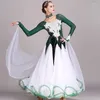 Stage Wear Ballroom Dance Competition Dress Standard Dresses Modern Costume Green Rhinestone Waltz Luminous Costumes