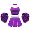 Cheerleading -Uniformen für Kinder und Mädchen Tanzkostüme Deckennetz Spleißarbeit Arbeit Cheerleader gedrucktes Ernte Tops Fleating Fähigkeiten und flauschige Sets 240425