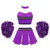 Cheerleading uniformen voor kinderen en meisjes dans kostuums plafond mesh splicing werk cheerleading geprinte crop tops plooien vaardigheden en donzige sets 240425