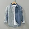 Wiosenna jesień amerykańska marka mody mody Top luźna pionowa koszula dżinsowa dżinsowa koszula dla mężczyzn High Street Wear 240425