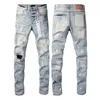 Jeans masculin Purple American High Street Blue en détresse 2024 Fashion Trend Quality