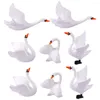 Garden Decorations 8st Swan Figurin Mini Statue Cupcake Toppers bil Dashboard Ornament