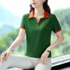 Women's Polos Short Sleeve Polo Shirt T-shirt Fashion Ladies Shirts Summer T Women Slimming Versatile Top Lapel Sports