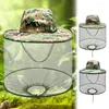 Bérets Camouflage Chapeau de pêche masculin Chapeau anti-insectes anti-moustique Mesh anti-insection extérieur avec couverture solaire