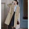 Trench-Coats féminins 2024 Earnom Automne Send Send Send Long Grey Suit Veste Tempérament de banlieue lâche Style Colle