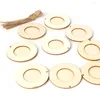 Frames 10pcs Mini Round Wood Po Frame Picture Holder With Hanging Rope DIY Wooden Crafts For Wall Decoration