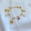 Sea Animal Starfish Designer Bransoletka dla kobiet Dziewczyny Świeć Diamond Nature Pearl Bamboo Sain Love Four Star Fish Cute Crab Charm Bracelets Prezent biżuterii