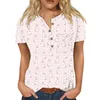 Dames t -shirts shirt voor vrouwen knopen mode casual print korte mouw blouse top y2k doek
