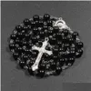 Anhänger Halsketten 7 Farben Relius katholischer Rosenkranz Jesus kreuzen lange 8 -mm -Perlenketten für Frauen Männer christliche Schmuck Geschenk Drop Lieferung DHC8s