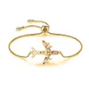 Bracelets de charme Multicolore Multicolore Cubic Zirconia Crystal Airplane Bracelet Femme Girl Chic Aviation Staff Plan