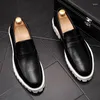 Casual Shoes Brand Designer Man Männer Slipper Kleider Lederschlupf auf Herrenschuh für Anzug Schwarz Office Party formelle Hochzeit