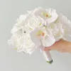 Wedding Flowers Bouquet Bride Bridesmaids White Silk Orchid Roses Artificial Bridal Bouquets Marriage Accessories Decor