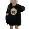 Sweater Winter Puppy Color Block Bow Large Size Loose Pullover Round Neck SweaterMedium and Long top Women Thick