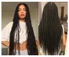 60cm 24 inçlik kutu örgülü sentetik peruk simülasyonu insan saç perukları örgüler Siyah kadınlar için perruques b2623