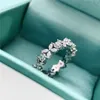 Mulheres banda tiifeany anel jóias de jóias de diamante multi corte s925 prata pequena xo azeitona em forma de moda circular de moda