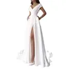 Casual Dresses Sexy V Neck Solid Long Dress Women Sleeveless Corset High Waist Split Maxi Elegant Evening Party Prom Bridal Gown Vestid