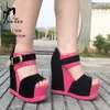 Model Fashion Show Summer Sandals 8cm platform 14 cm Super hoge hakken Dikke bodem vrouwen Wedges ondiepe feestschoenen plus maat 43 240425