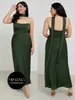 Zielone siostry sukienka druhna Satyna 2024 Nowy jedwab może być noszony codziennie wiosna i jesień prosta i obfita
