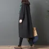 Lässige Kleider Herbst und Winter Großer Frauen bequemer Baumwollclip lose mittelgroße Langarmkleid