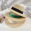 صيف القش قبعة أزياء عرضية بنما شاطئ فيدورا واسعة الحافة القبعات شمس التنفس للنساء 240423