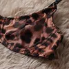 Bras Sets Leopard Impresión Sexy Lingerie Set de 6 piezas Summer Fino transpirable Brailado con medias