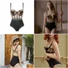 Bras Sets Wriufred Embroidered Siamese Underwear Slim Gathered Bra Y Lace Set Steel Underside Bralette With High Waist Pants Lj201210 Otcnz