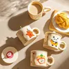 Tazze a densità media fibra di bordo dolce famiglie di animali da festa in ceramica con coperchio per la colazione tazza per la colazione coppia di caffè J240428