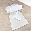 Kvinnors badkläder Bikini Set Sexig White Mesh med Cover Up 3 -stycken Bandeau Micro Thong Swimsuit Beach Swimming Wear Bathing Bikinis Mujer