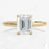 Elegant Natural Ring 925 Sterling Silver Emerald Cut Rings For Women Solitaire Gold Plated Engagement Wedding Jewelry 240416