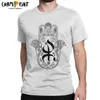 Herren-T-Shirts Herren T-Shirt Khamsa Amazigh Berber mit Yaz-Mustern 100% Baumwolle Ts Short Slve Symbol für Glück T-Shirts Crewneck Tops T240425